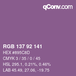 カラーコード: RGB 137 92 141 | qconv.com
