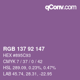 颜色代码: RGB 137 92 147 | qconv.com