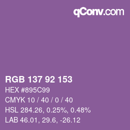 颜色代码: RGB 137 92 153 | qconv.com