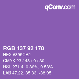 カラーコード: RGB 137 92 178 | qconv.com