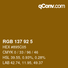 カラーコード: RGB 137 92 5 | qconv.com