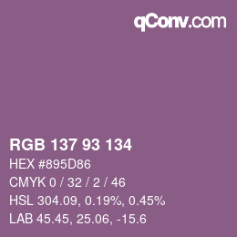 カラーコード: RGB 137 93 134 | qconv.com