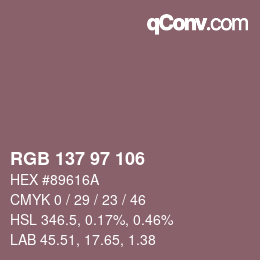 Color code: RGB 137 97 106 | qconv.com