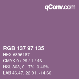 Color code: RGB 137 97 135 | qconv.com