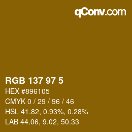 Color code: RGB 137 97 5 | qconv.com