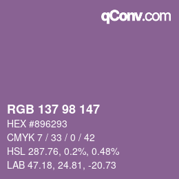 Farbcode: RGB 137 98 147 | qconv.com