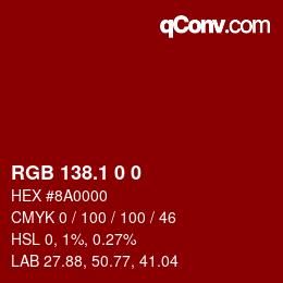 カラーコード: RGB 138.1 0 0 | qconv.com