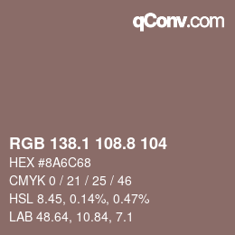 Color code: RGB 138.1 108.8 104 | qconv.com
