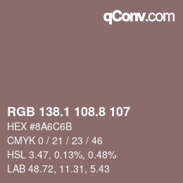 Color code: RGB 138.1 108.8 107 | qconv.com