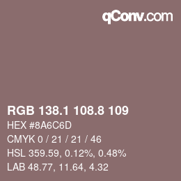 Color code: RGB 138.1 108.8 109 | qconv.com