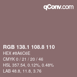 Código de color: RGB 138.1 108.8 110 | qconv.com