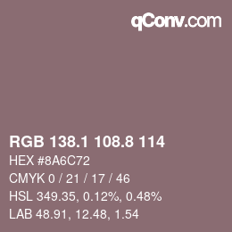 Color code: RGB 138.1 108.8 114 | qconv.com