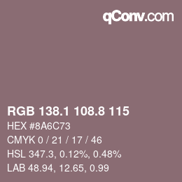 Color code: RGB 138.1 108.8 115 | qconv.com