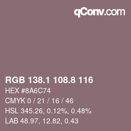 Color code: RGB 138.1 108.8 116 | qconv.com