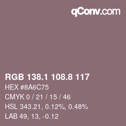 Color code: RGB 138.1 108.8 117 | qconv.com