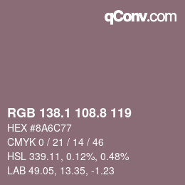 Color code: RGB 138.1 108.8 119 | qconv.com