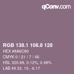 Color code: RGB 138.1 108.8 128 | qconv.com