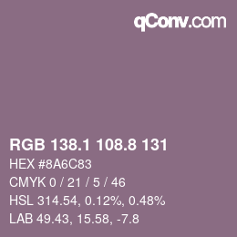 Farbcode: RGB 138.1 108.8 131 | qconv.com