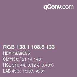 Color code: RGB 138.1 108.8 133 | qconv.com
