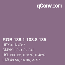 Farbcode: RGB 138.1 108.8 135 | qconv.com