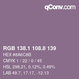 Color code: RGB 138.1 108.8 139 | qconv.com