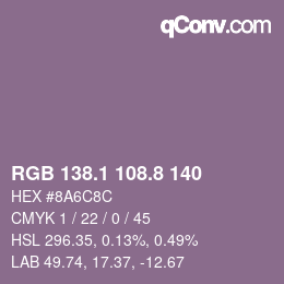 Color code: RGB 138.1 108.8 140 | qconv.com