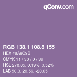 Color code: RGB 138.1 108.8 155 | qconv.com