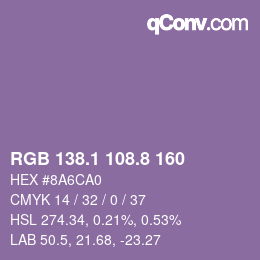 Color code: RGB 138.1 108.8 160 | qconv.com