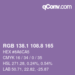 Color code: RGB 138.1 108.8 165 | qconv.com