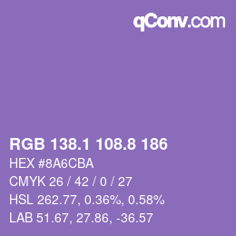 カラーコード: RGB 138.1 108.8 186 | qconv.com