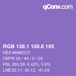 カラーコード: RGB 138.1 108.8 195 | qconv.com