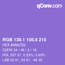 カラーコード: RGB 138.1 108.8 210 | qconv.com