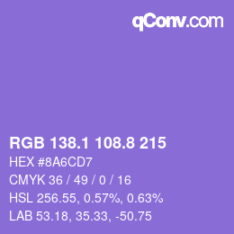 カラーコード: RGB 138.1 108.8 215 | qconv.com