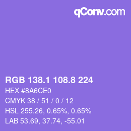 カラーコード: RGB 138.1 108.8 224 | qconv.com