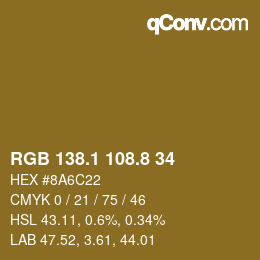 Color code: RGB 138.1 108.8 34 | qconv.com
