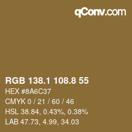 Color code: RGB 138.1 108.8 55 | qconv.com