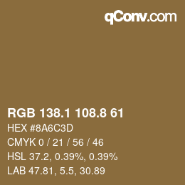Color code: RGB 138.1 108.8 61 | qconv.com