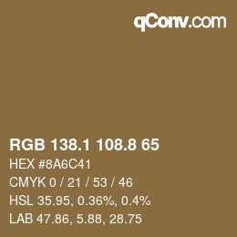 Color code: RGB 138.1 108.8 65 | qconv.com
