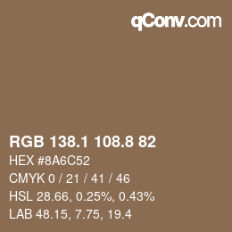 Color code: RGB 138.1 108.8 82 | qconv.com