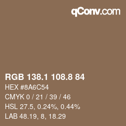 Color code: RGB 138.1 108.8 84 | qconv.com