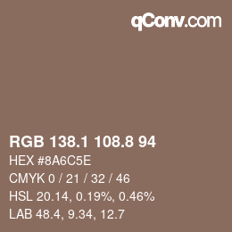 Color code: RGB 138.1 108.8 94 | qconv.com