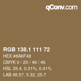 カラーコード: RGB 138.1 111 72 | qconv.com