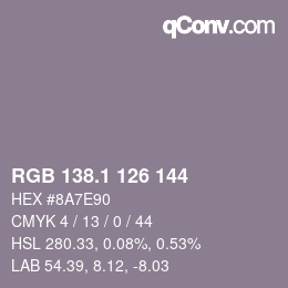 Color code: RGB 138.1 126 144 | qconv.com