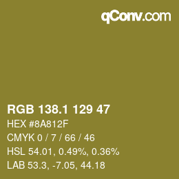 カラーコード: RGB 138.1 129 47 | qconv.com