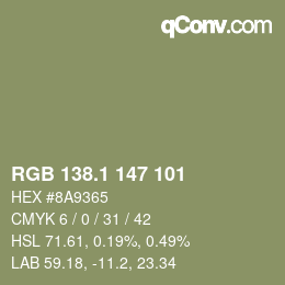 Color code: RGB 138.1 147 101 | qconv.com