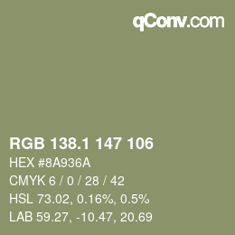 Color code: RGB 138.1 147 106 | qconv.com