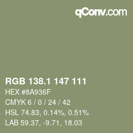 Color code: RGB 138.1 147 111 | qconv.com