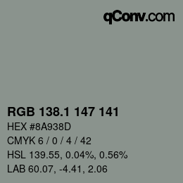 Color code: RGB 138.1 147 141 | qconv.com