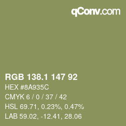 カラーコード: RGB 138.1 147 92 | qconv.com
