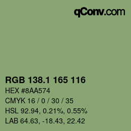 カラーコード: RGB 138.1 165 116 | qconv.com